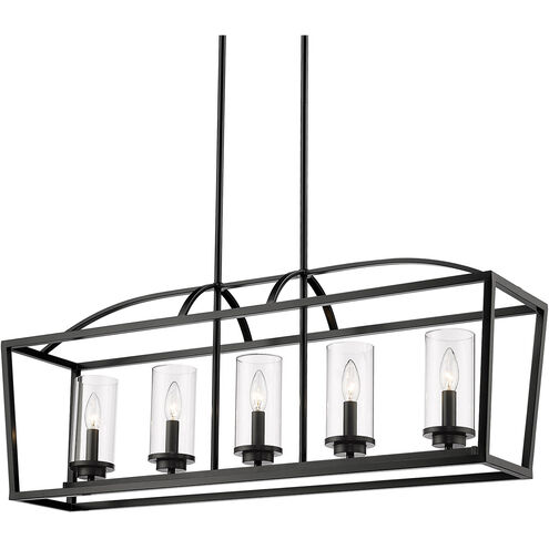 Mercer 5 Light 38 inch Matte Black Linear Pendant Ceiling Light